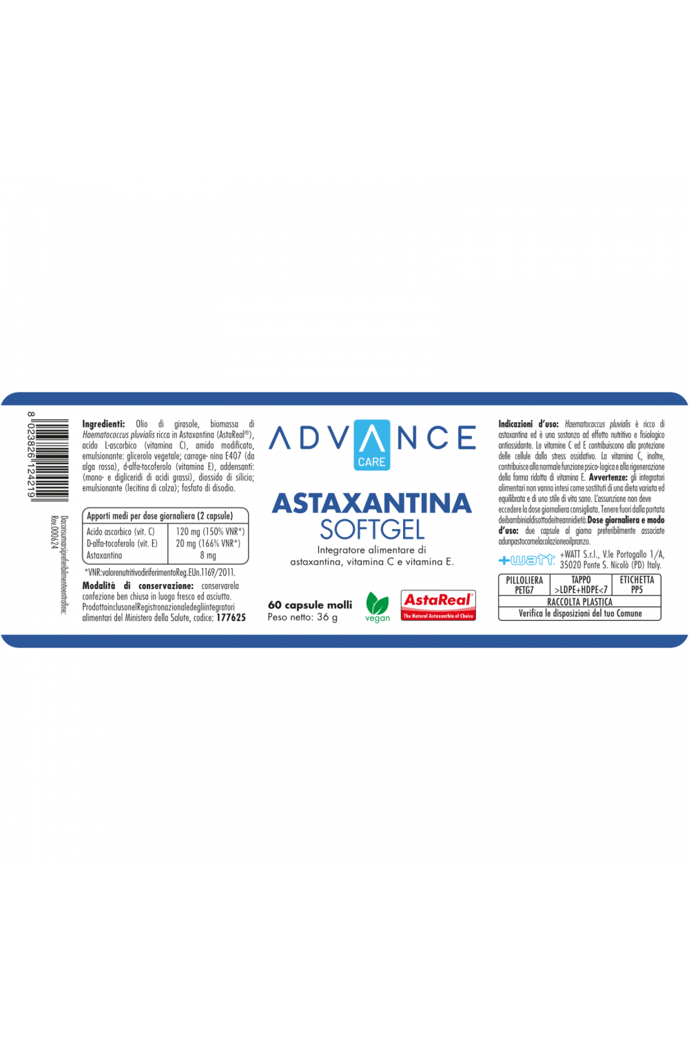 ADVANCE Astaxantina Softgel 60 Capsule Molli