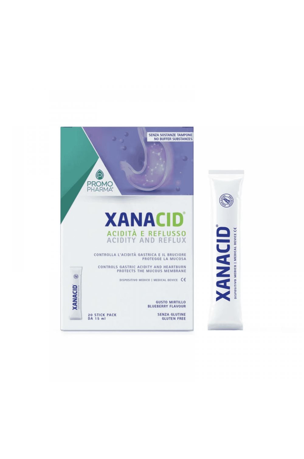 PromoPharma Xanacid 20 Stick da 15 ml Acidità e Reflusso