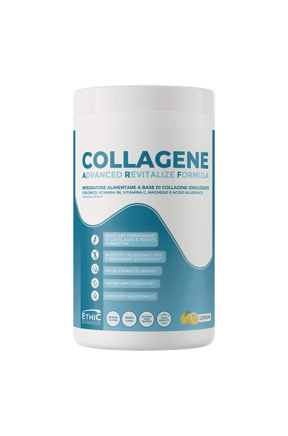 EthicSport Collagene Con Zinco Vitamina B6 C Magnesio e Acido Ialuronico 400 g