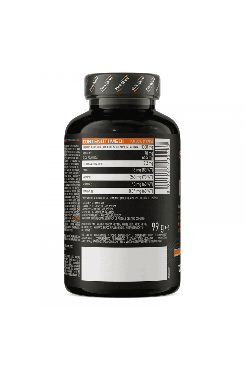 EthicSport Testogen 120 cpr integratore di di Tribulus zinco e polifenoli