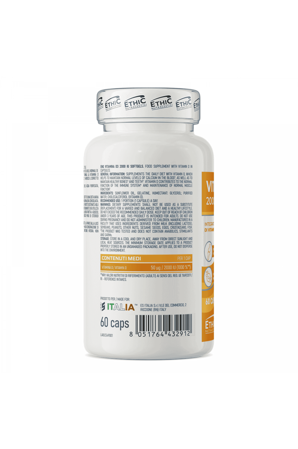 EthicSport Vitamina D3 2000 IU Softgel 60 cps