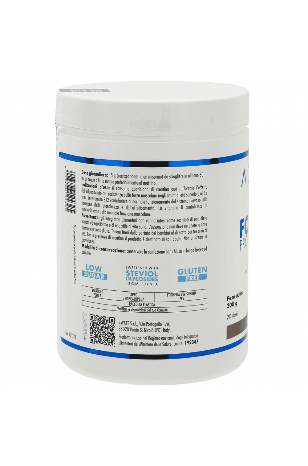 +Watt FORZATTIVA Proteine + Creatina Creavitalis 300 gr con Vitamina B12 e D3