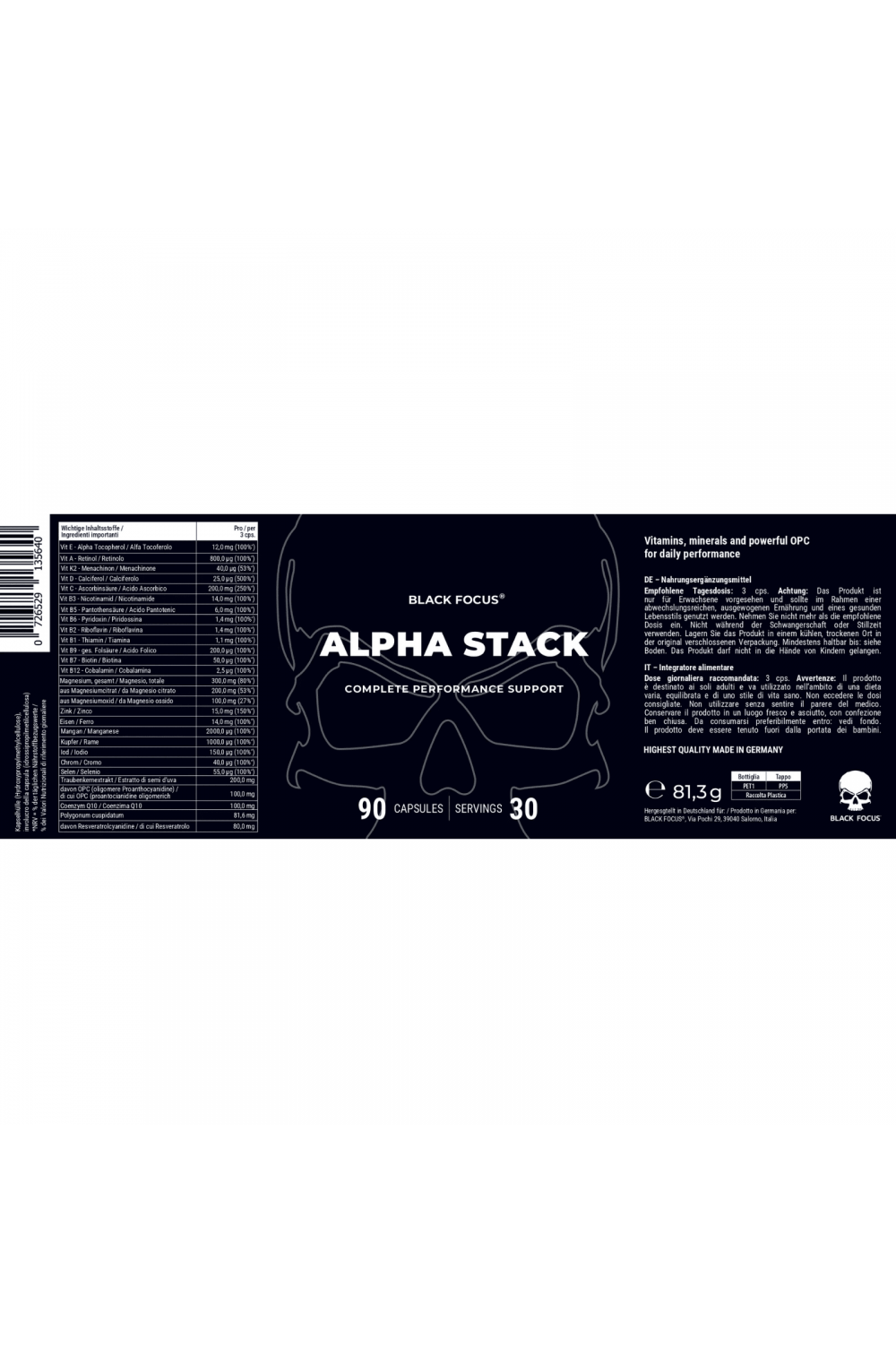 Black Focus Alpha Stack Complete Health Formula 90 cps
