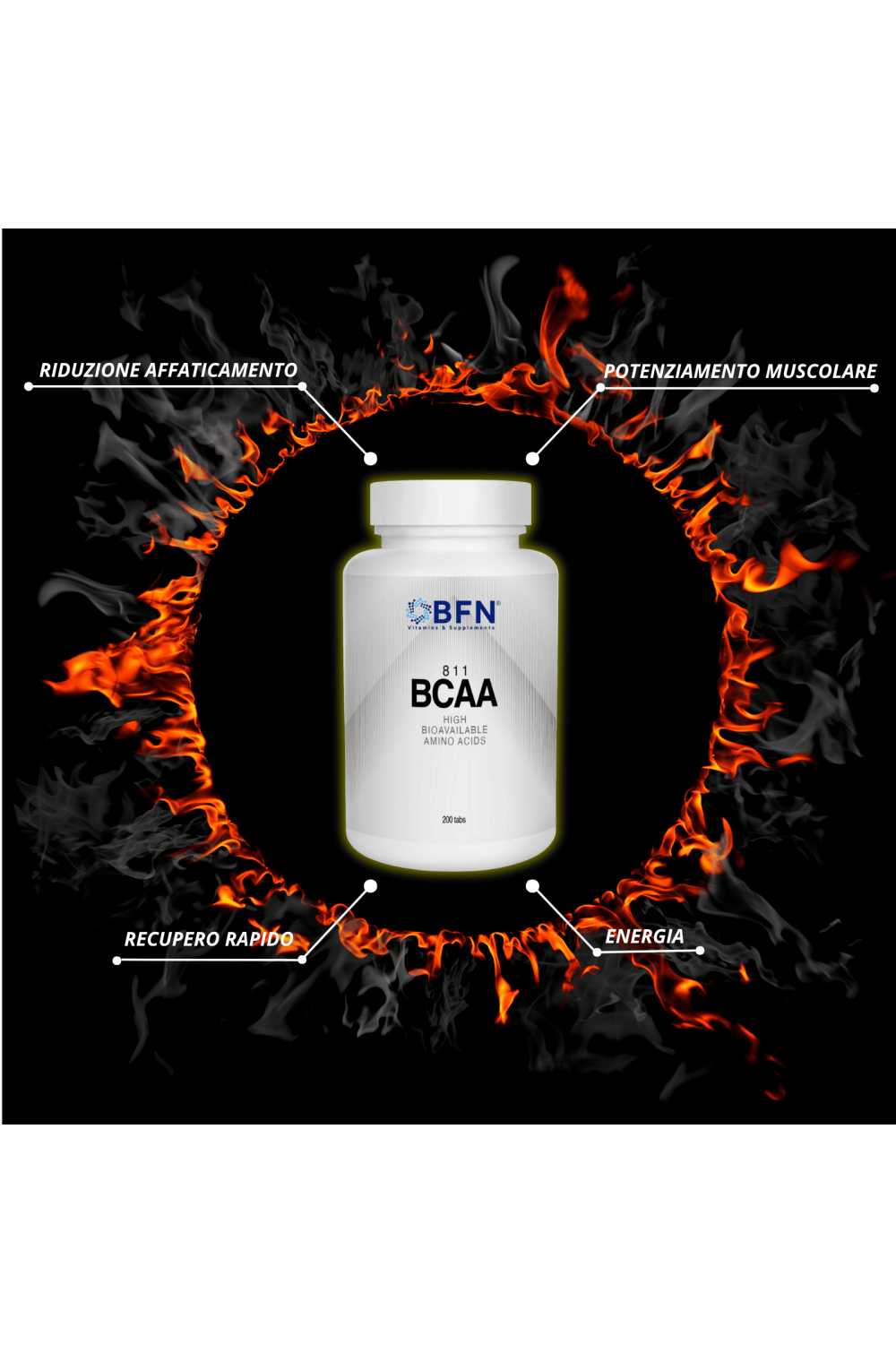 BFN Vitamins & Supplements Bcaa 8:1:1 Aminoacidi con vitamina B1 e B6 200 cpr