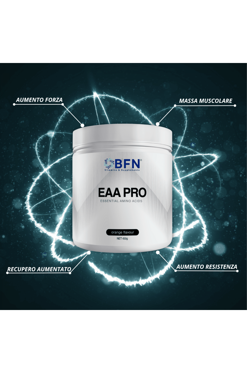 BFN Vitamins & Supplements EAA Pro 450gr Aminoacidi Essenziali in polvere con BCAA 8:1:1 e Taurina