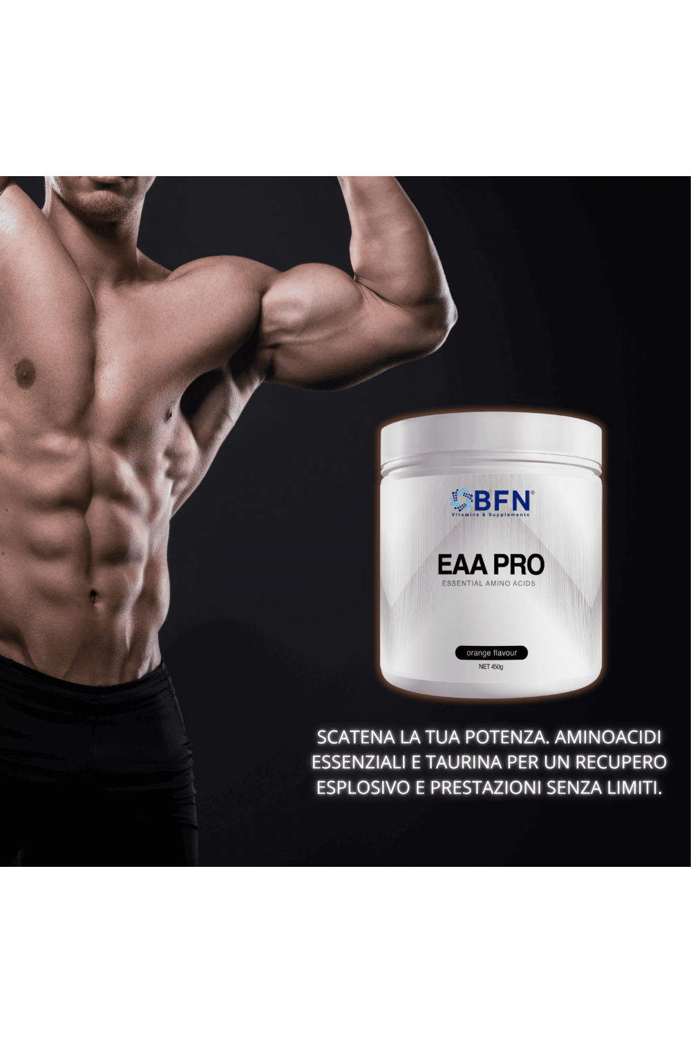 BFN Vitamins & Supplements EAA Pro 450gr Aminoacidi Essenziali in polvere con BCAA 8:1:1 e Taurina