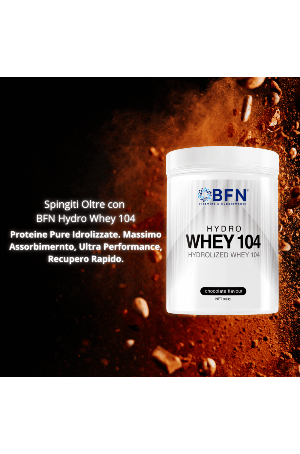 BFN Vitamins & Supplements Hydro Whey 104 900 gr Hydrolized Whey 104 Proteine Idrolizzate con Vb 104