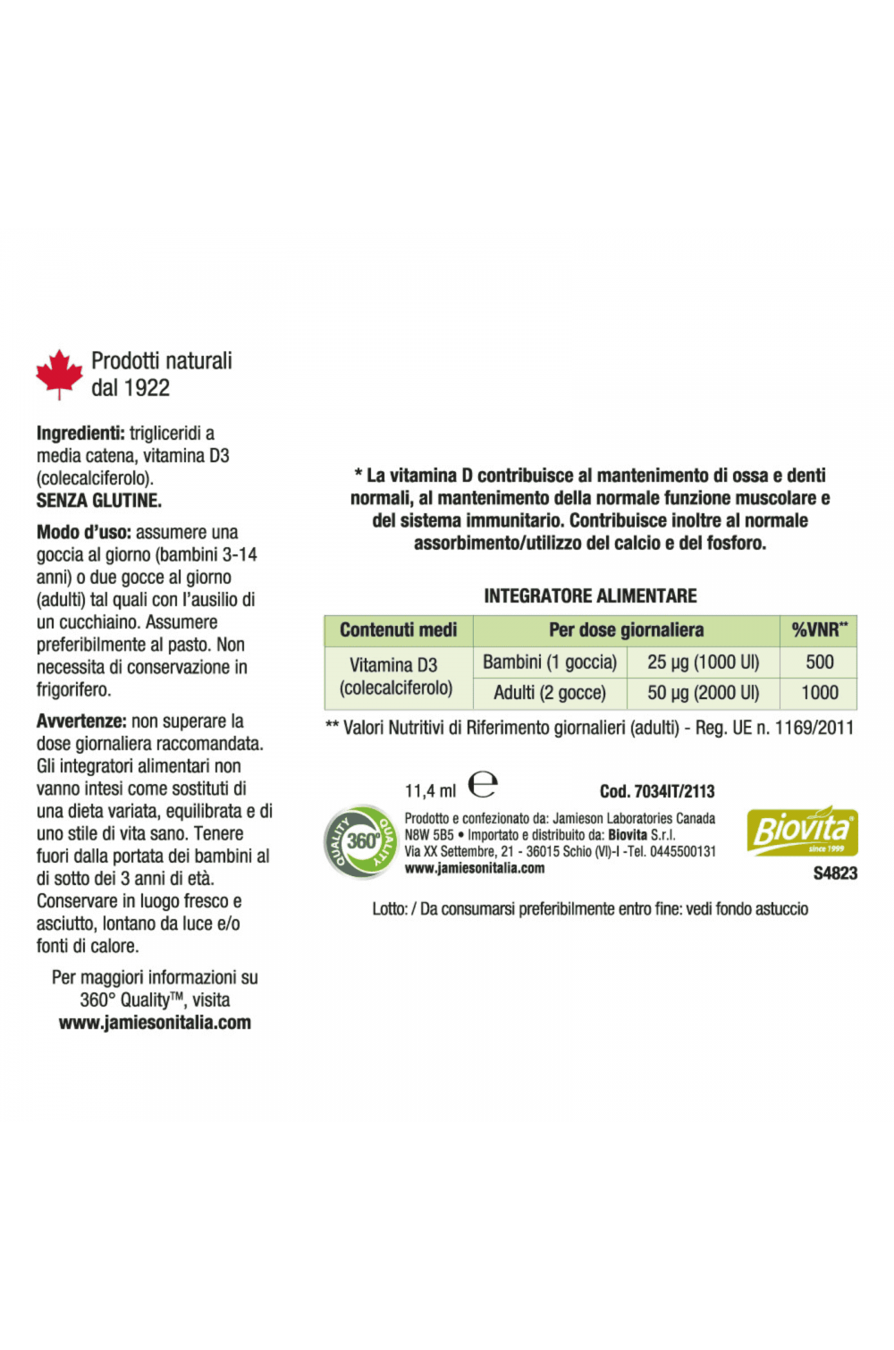 Jamieson D3 2000UI 360 gocce 11,4 ml