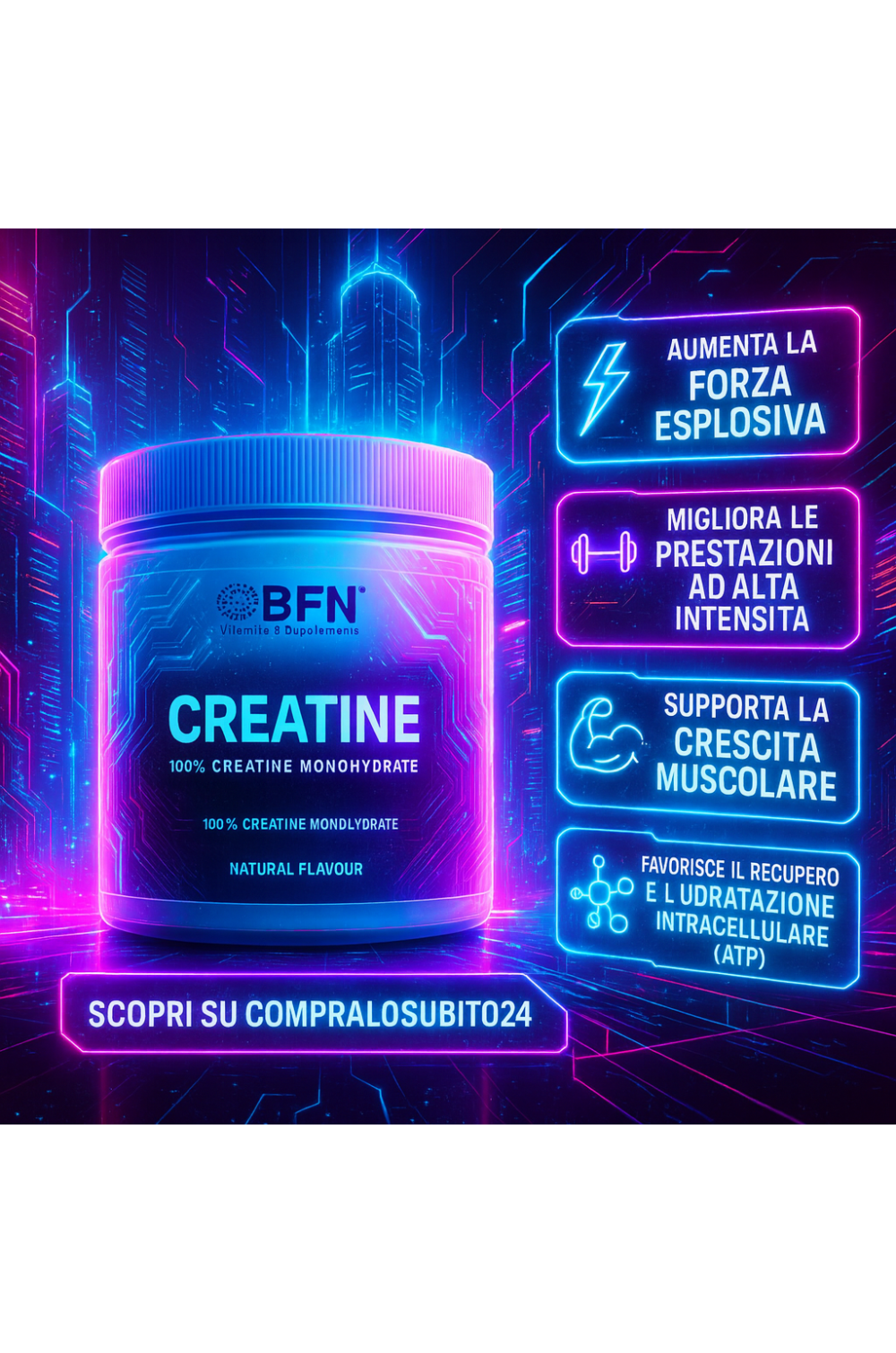 BFN Vitamins & Supplements Creatine 210 gr Creatina Monoidrato