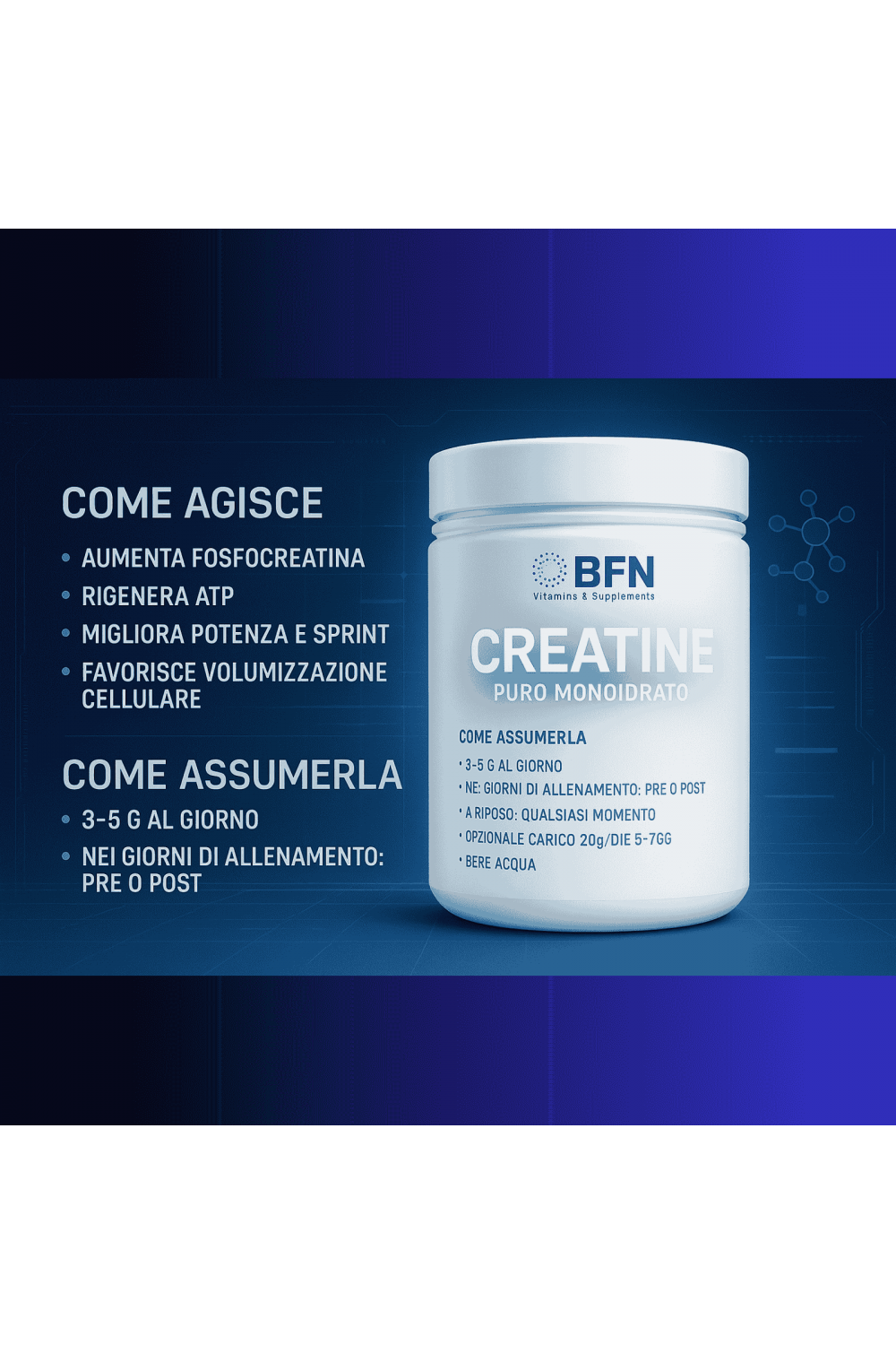 BFN Vitamins & Supplements Creatine 210 gr Creatina Monoidrato