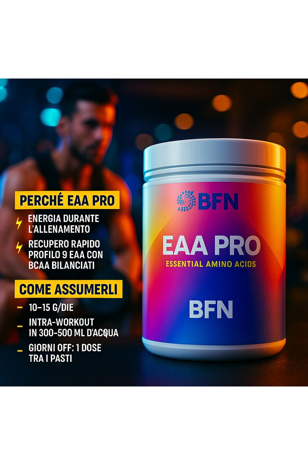 BFN Vitamins & Supplements EAA Pro 450gr Aminoacidi Essenziali in polvere con BCAA 8:1:1 e Taurina