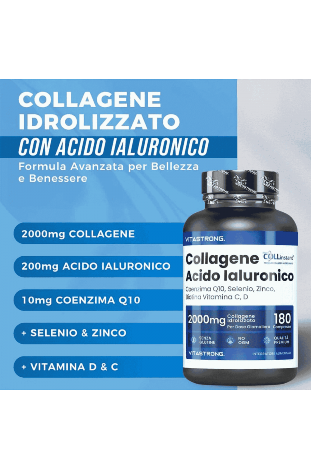 Vitastrong Collagene Acido Ialuronico 180 cpr