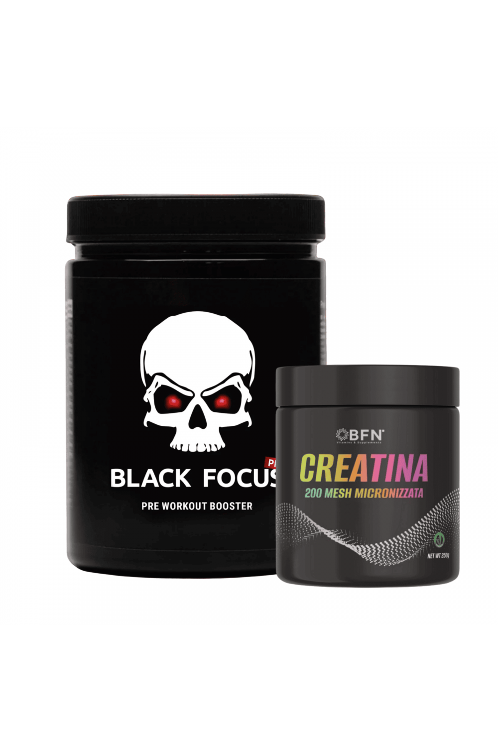 Black Focus 3.0 Pre Workout Booster 400 gr piu creatina BFN 200 mesh micronizzata 250 gr Pre allenamento per Pumping