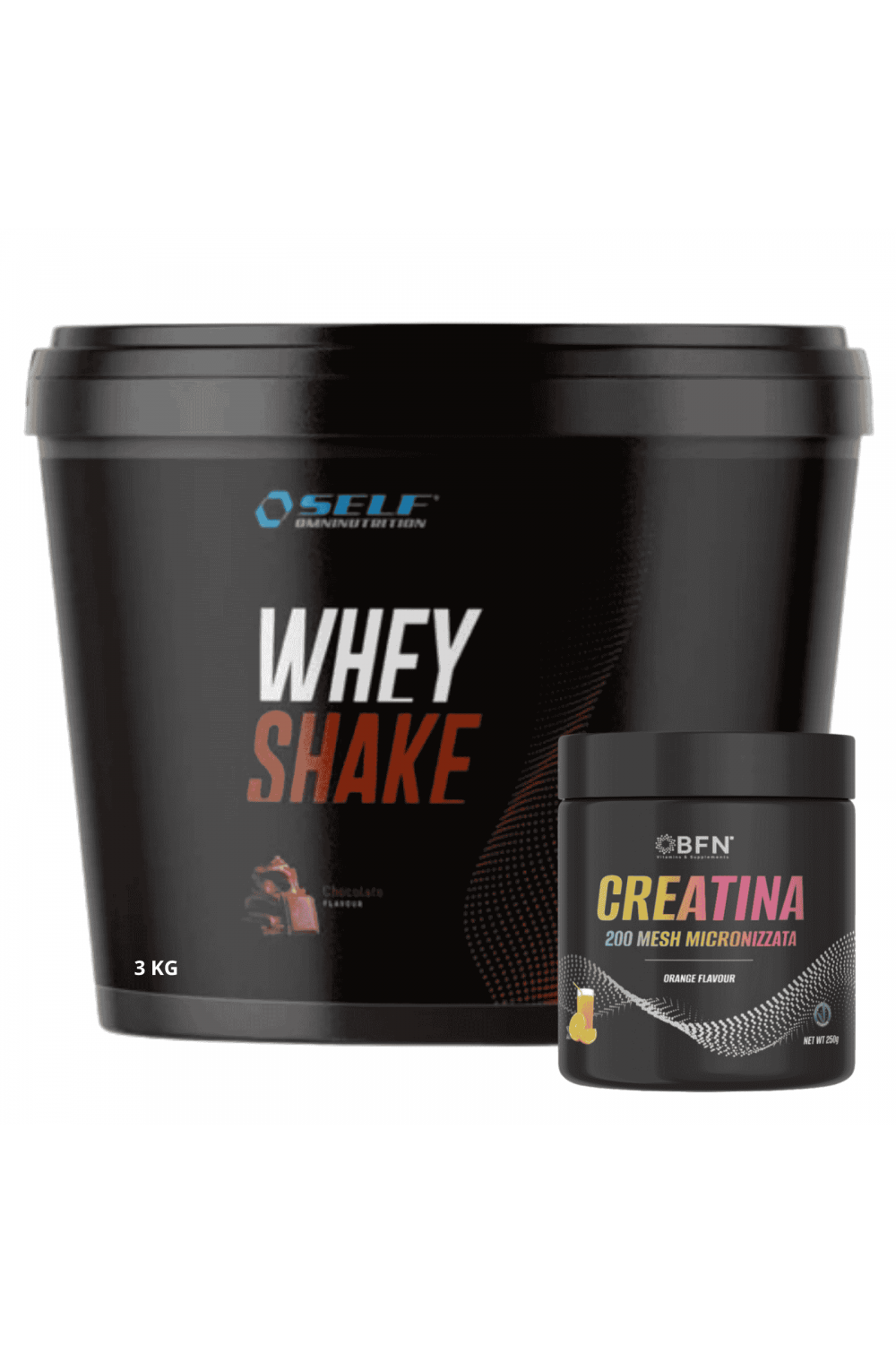 Self Whey Protein Shake 3 kg Proteine del siero del latte e BFN Creatina 200 Mesh Micronizzata 250 gr