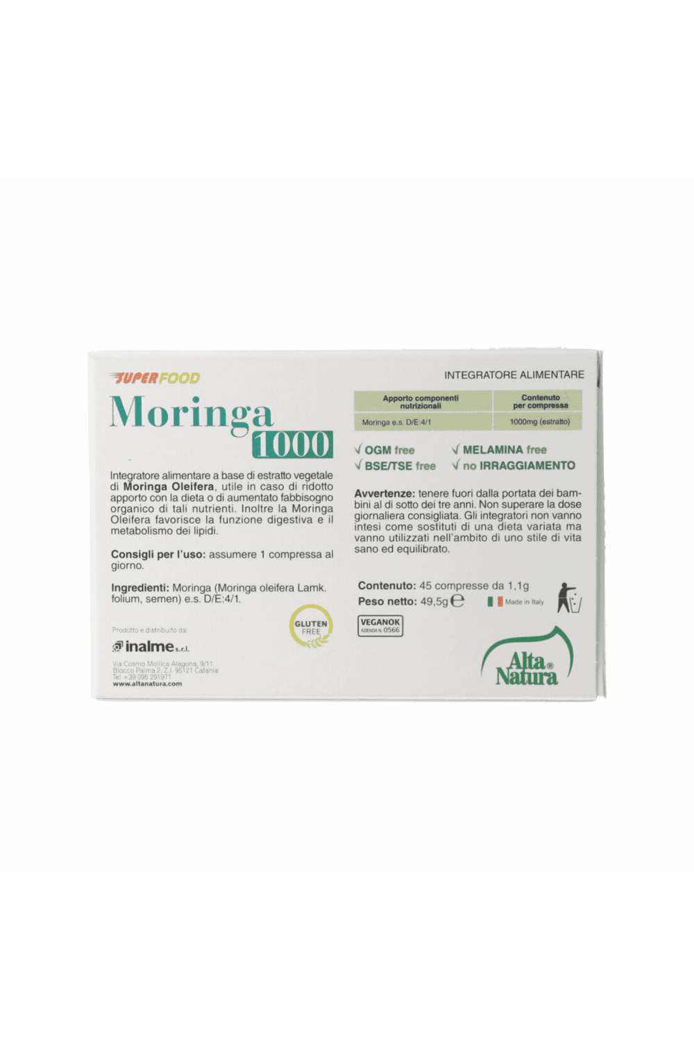 Alta Natura Moringa 1000 45 compresse da 1100 mg