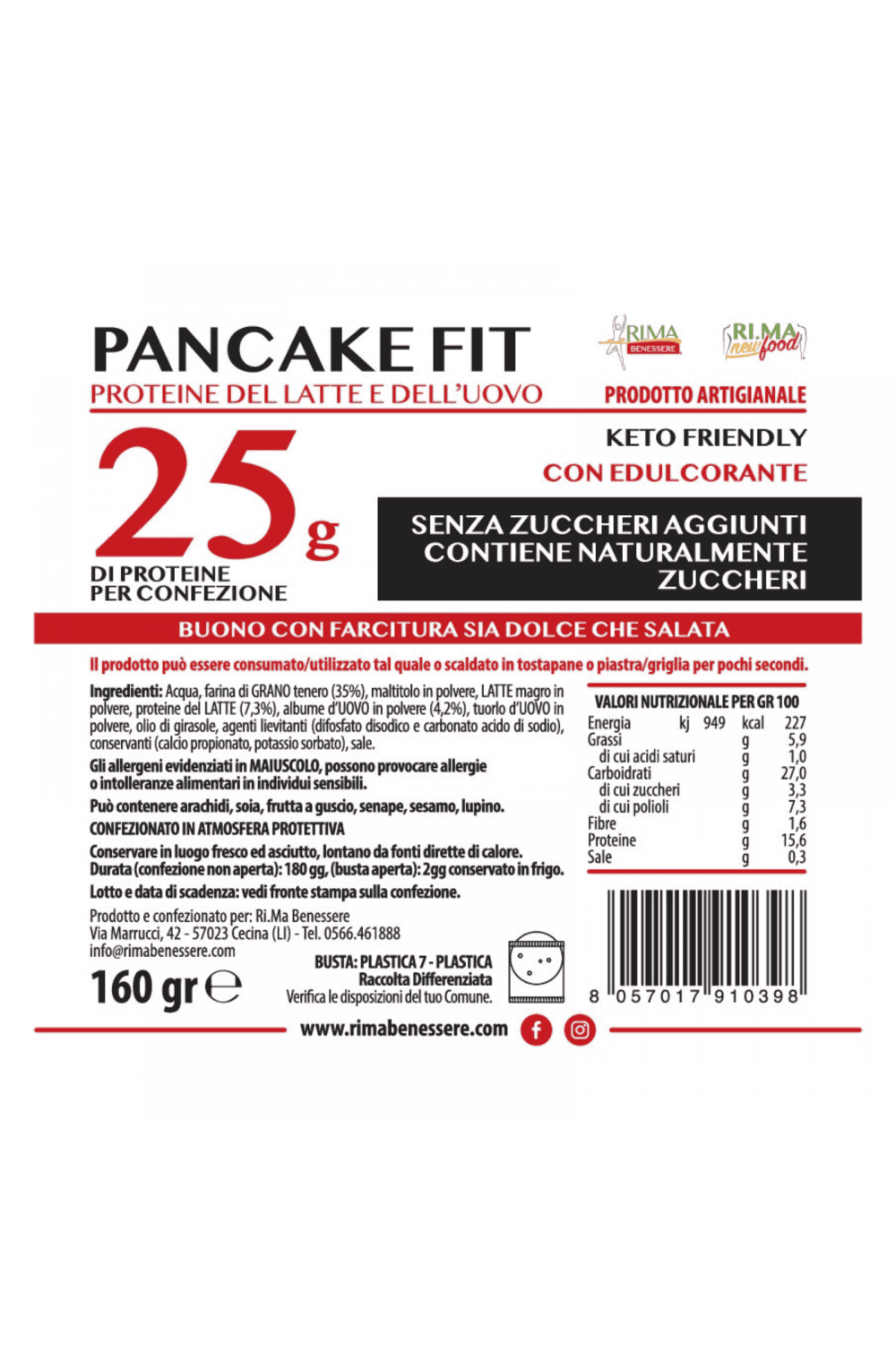 Pancake Fit Ri.ma Benessere 160 gr