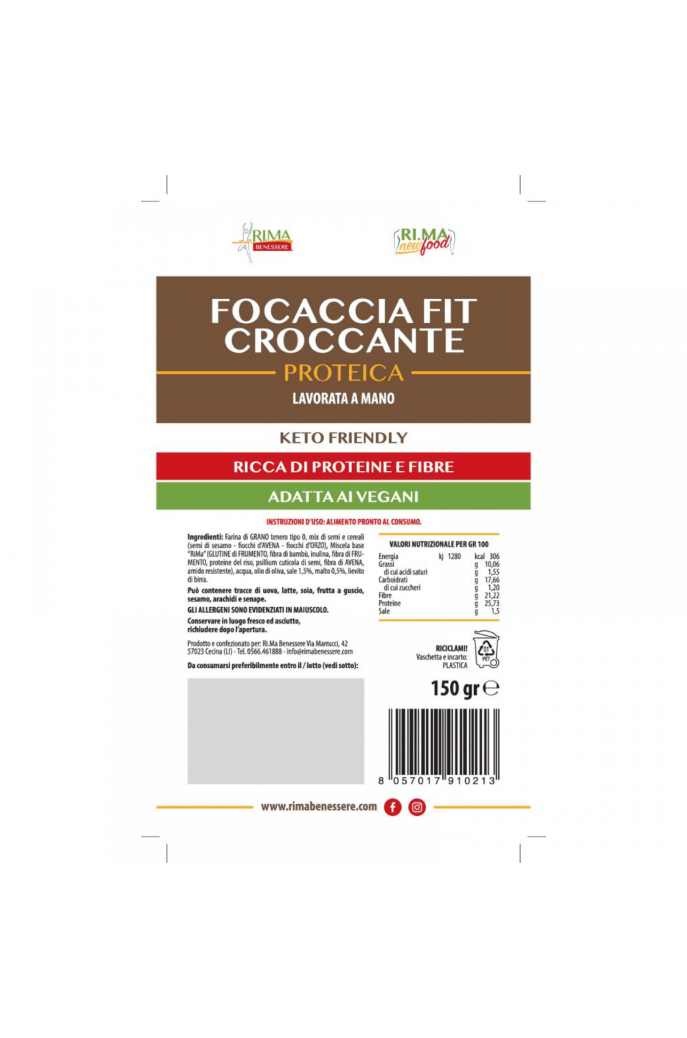 Foccacia Fit Croccante Proteica 150 gr