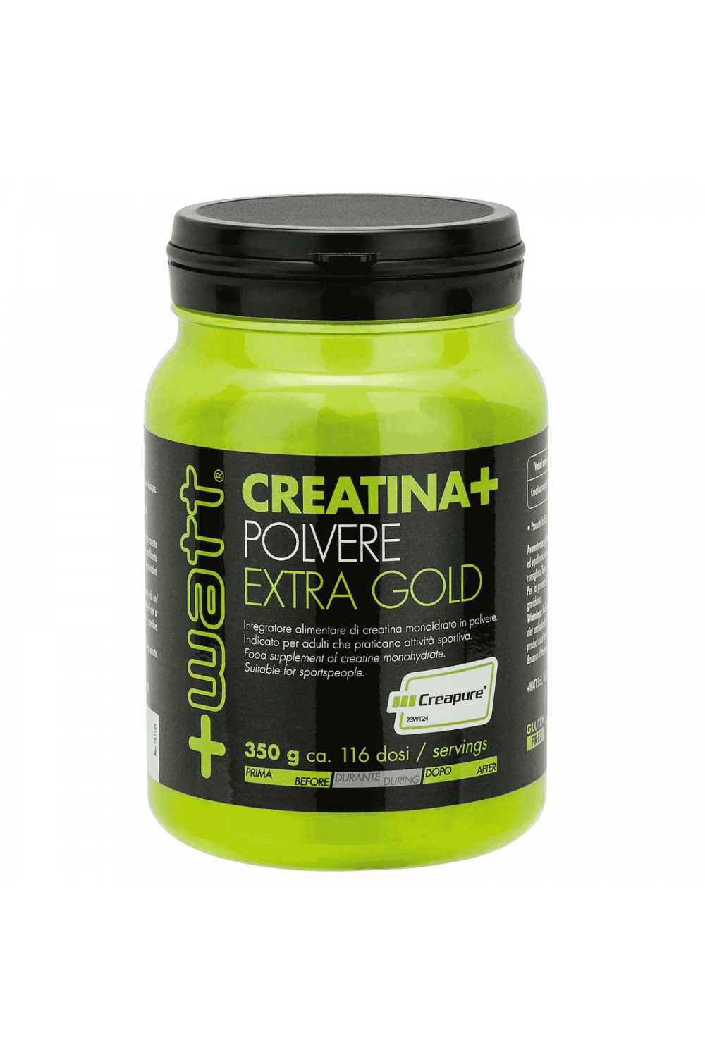 +Watt Creatina+ Extragold 350 GR Creapure integratore alimentare di creatina monoidrato. GLUTEN FREE.