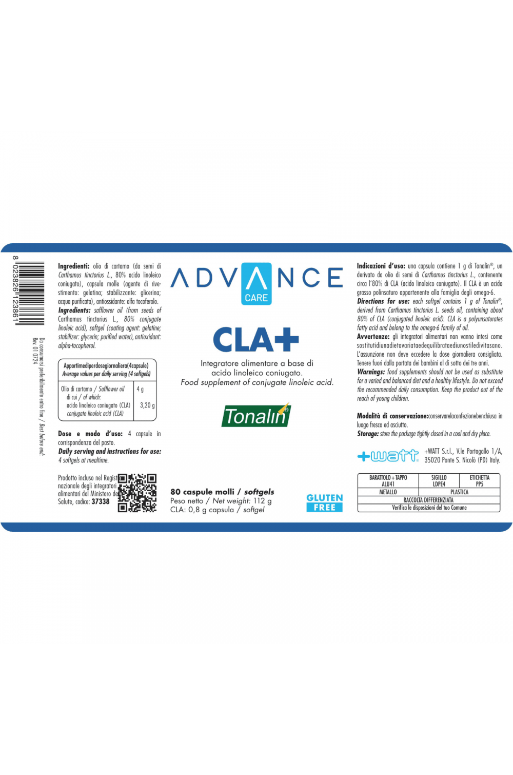 +Watt CLA+ 80 cps Acido Linoleico Coniugato