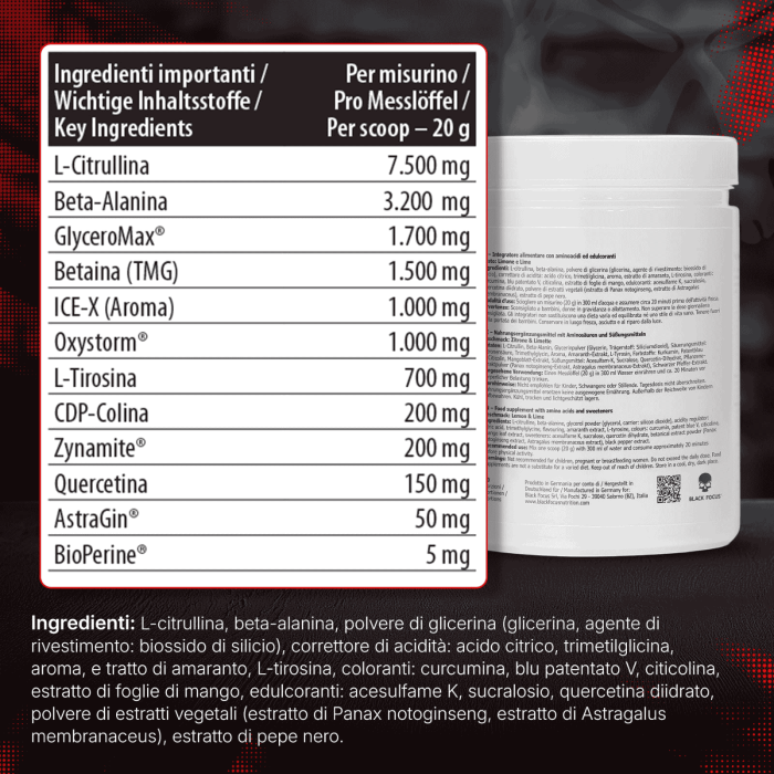 Black Focus Pro Zero Pre Workout Booster 400 gr