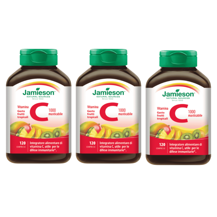 Jamieson Vitamina C 1000 mg 3X120 cpr Masticabile Tropicale