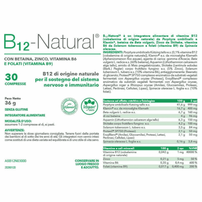 Nutrigea B12 Natural 30 cpr