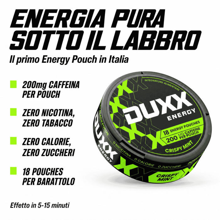 Black Focus Duxx Energy 200 mg di caffeina 18 pouches