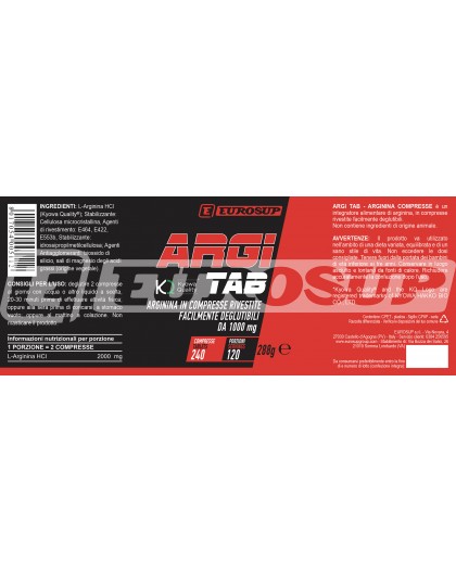 Eurosup Argi Tab 240 cpr L-Arginina Kyowa Ossido Nitrico Vigore Sessuale