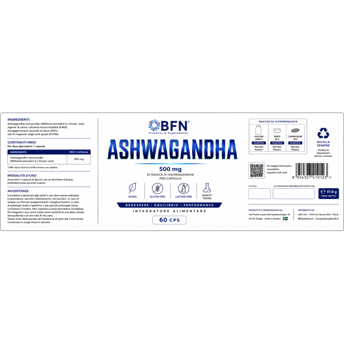 BFN Vitamins & Supplements Ashwagandha 500 mg 60 cps