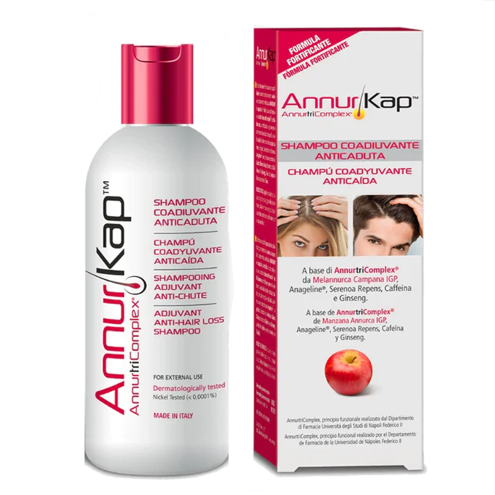 AnnurKap Advanced Anticaduta Capelli – 90 Capsule + Shampoo Coadiuvante 200 ml + 12 Fiale da 7 ml con AnnurtriComplex