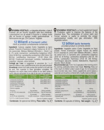 Spasmina Vegetale Fermenti Lattici 30 cps da 500 mg