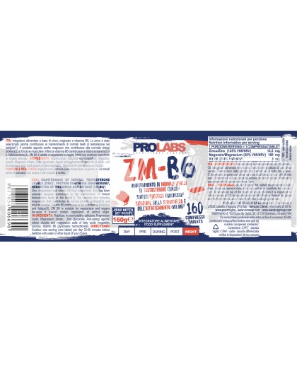 PROLABS Zmb6 160 cpr  Zma Zm b6 Zinco Magnesio Vitamina b6