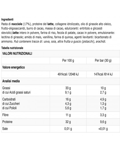 EthicSport Creamy & Crunchy High Protein Bar Barrette Proteiche 32% Box 24 pz Gusto Cacao Nocciola