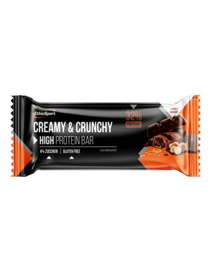 EthicSport Creamy & Crunchy High Protein Bar Barrette Proteiche 32% Box 24 pz Gusto Cacao Nocciola