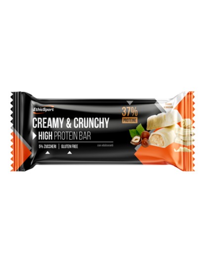 EthicSport Creamy & Crunchy High Protein Bar Barrette Proteiche 32% Box 24 pz Gusto Cacao Nocciola