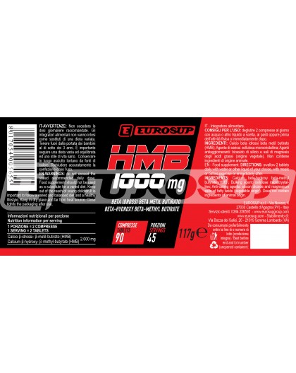 Eurosup HMB 90 cpr Metabolita Leucina Beta idrossi beta metil butirrato