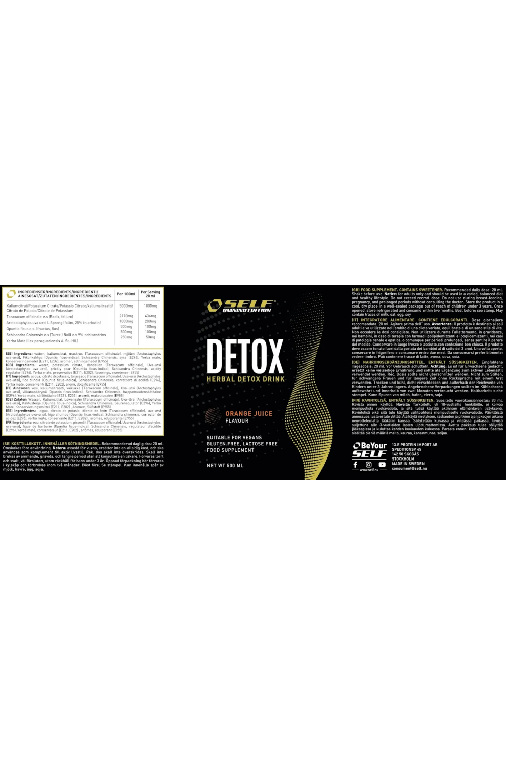 Self Omninutritions Detox Liquid 500 ml Arancia - Compralosubito24.it