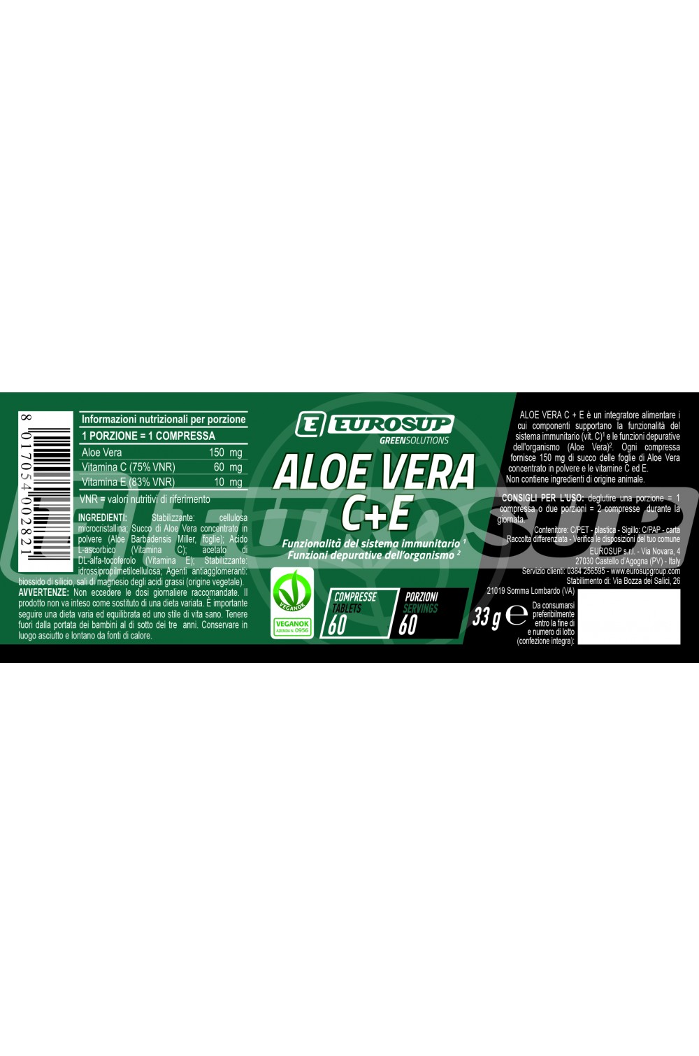 Eurosup Aloe Vera C+E  60 cpr Antiossidante - Compralosubito24.it