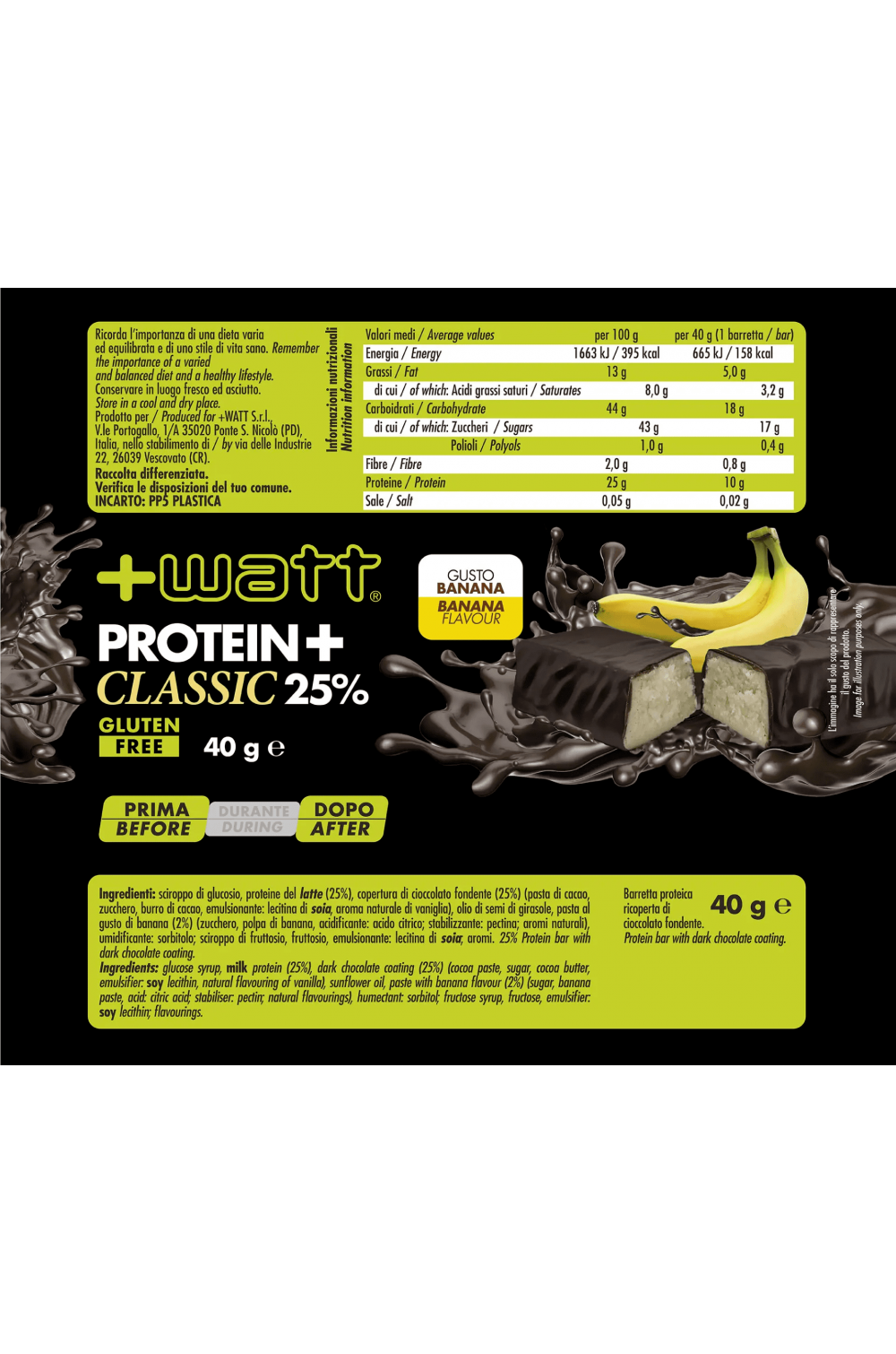 +Watt Protein+ Classic 1 Barretta Proteiche da 40 gr - Compralosubito24.it