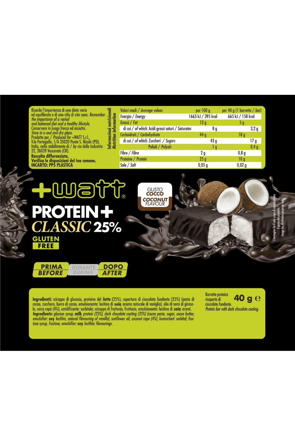 +Watt Protein+ Classic 1 Barretta Proteiche da 40 gr - Compralosubito24.it