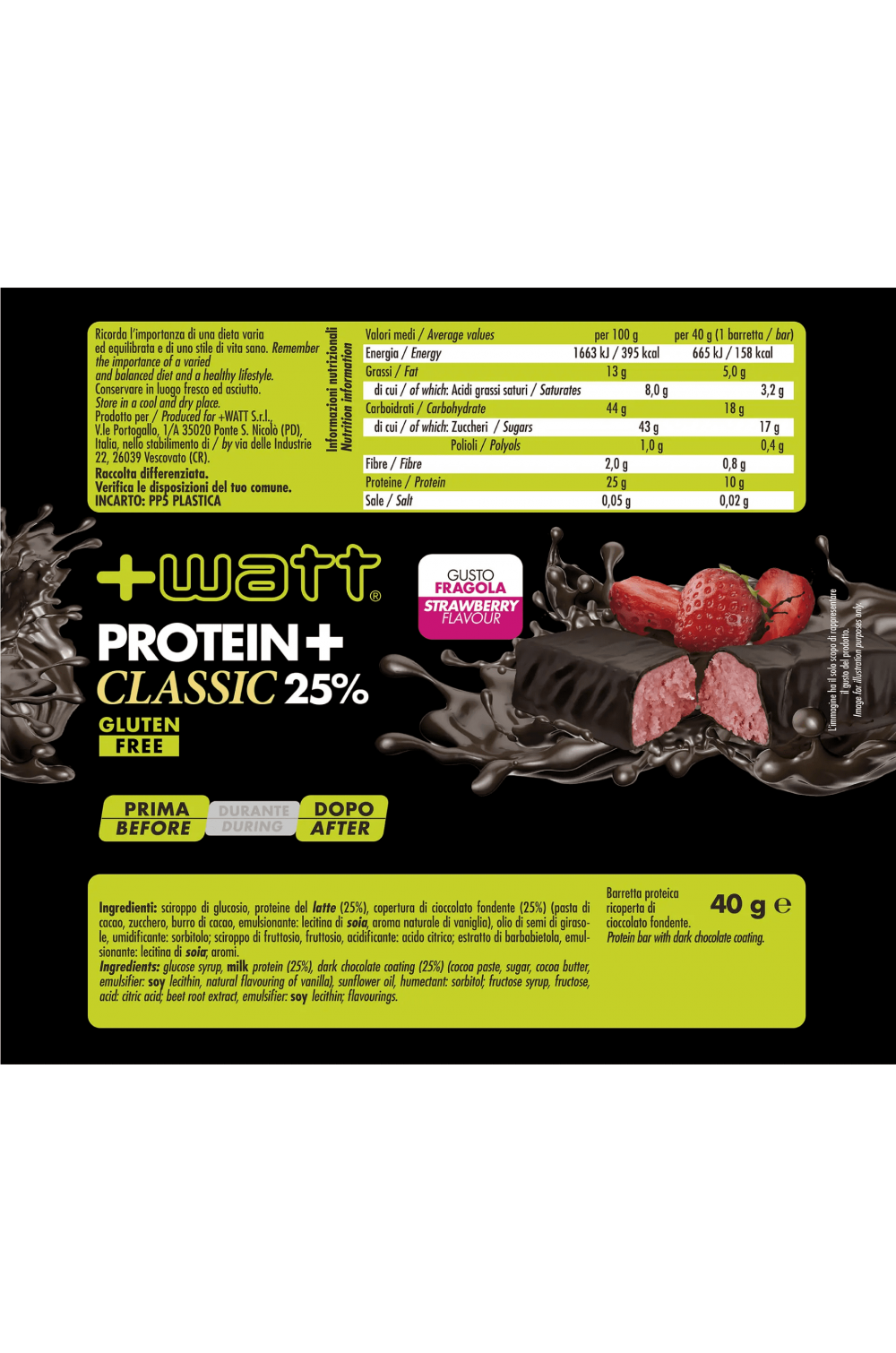 +Watt Protein+ Classic 1 Barretta Proteiche da 40 gr - Compralosubito24.it