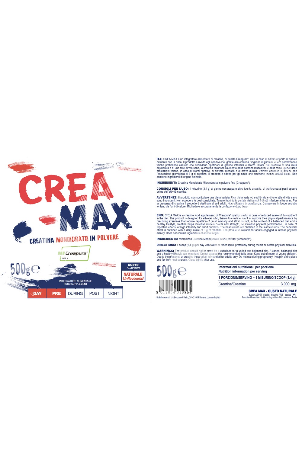Prolabs  Crea Max 500 gr Creatina Creapure - Compralosubito24.it