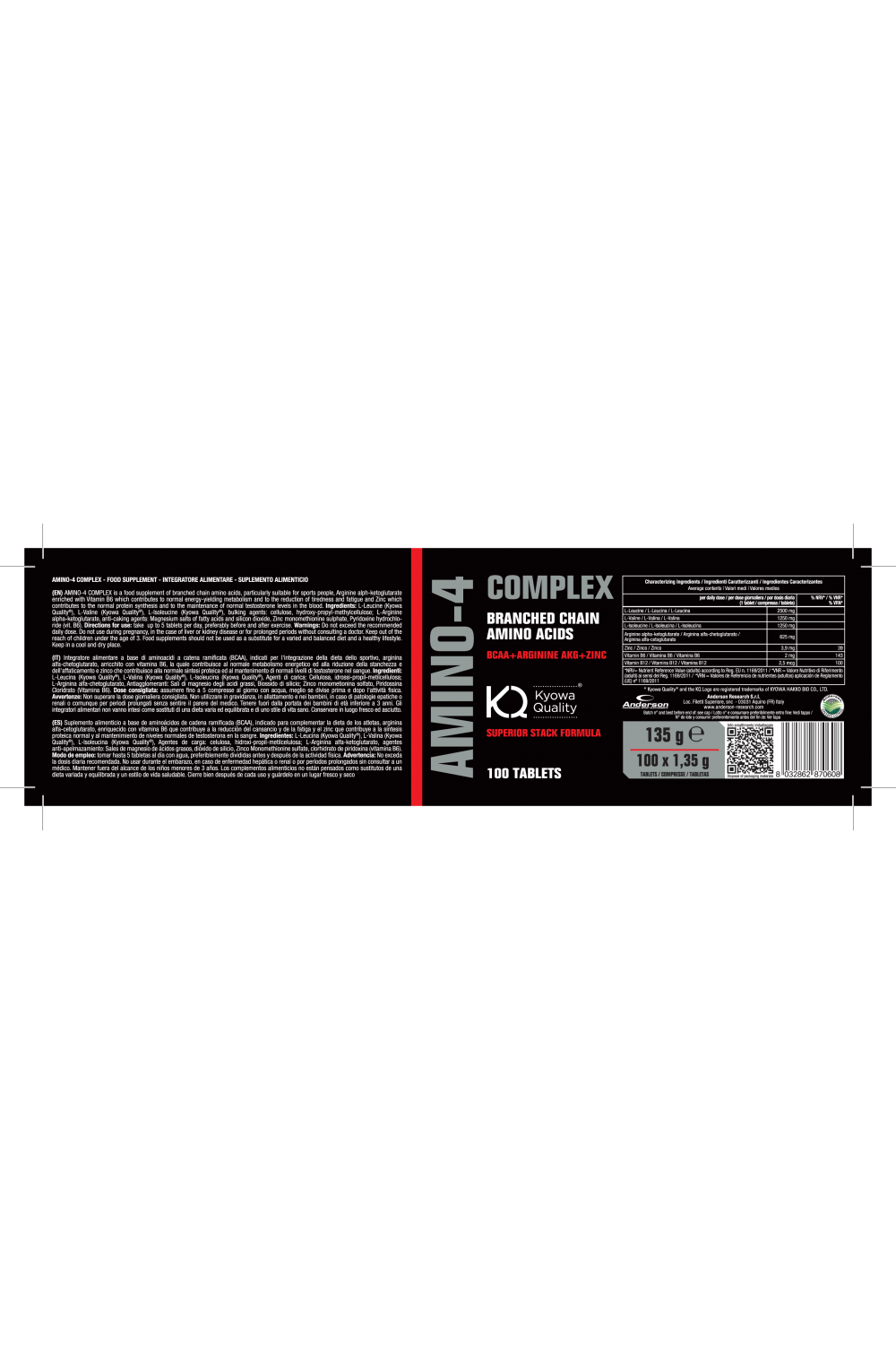 Anderson Amino-4 complex 100 cpr Aminoacidi Ramificati con vitamina B6