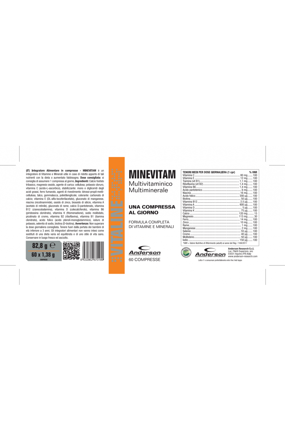 Anderson Minevitam 60 cpr Multivitaminico Multiminerale - Compralosubito24.it