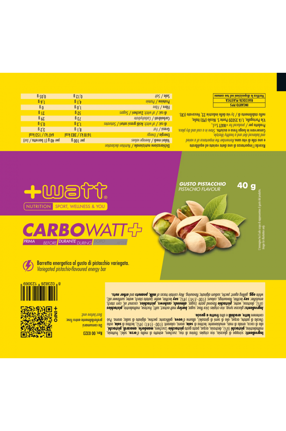 +Watt Carbowatt+ 1 Barretta da 40 gr Barrette di carboidrati - Compralosubito24.it