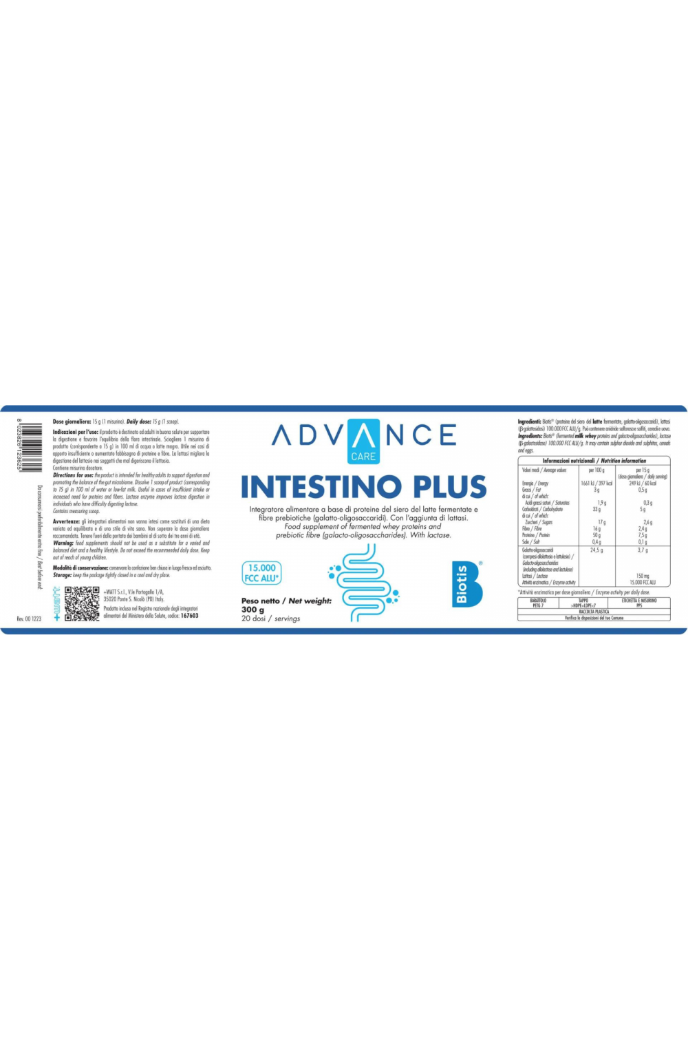 INTESTINO PLUS Integratore di proteine siero latte fermentate fibre prebiotiche