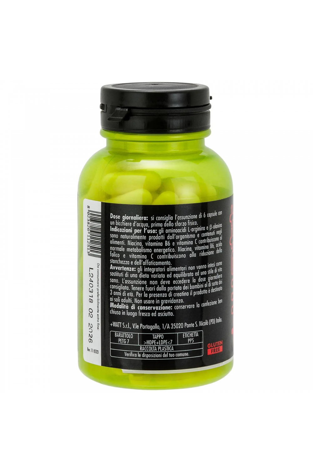+Watt Nitrowatt Evo 90 cps pre-workout riscaldamento muscolare