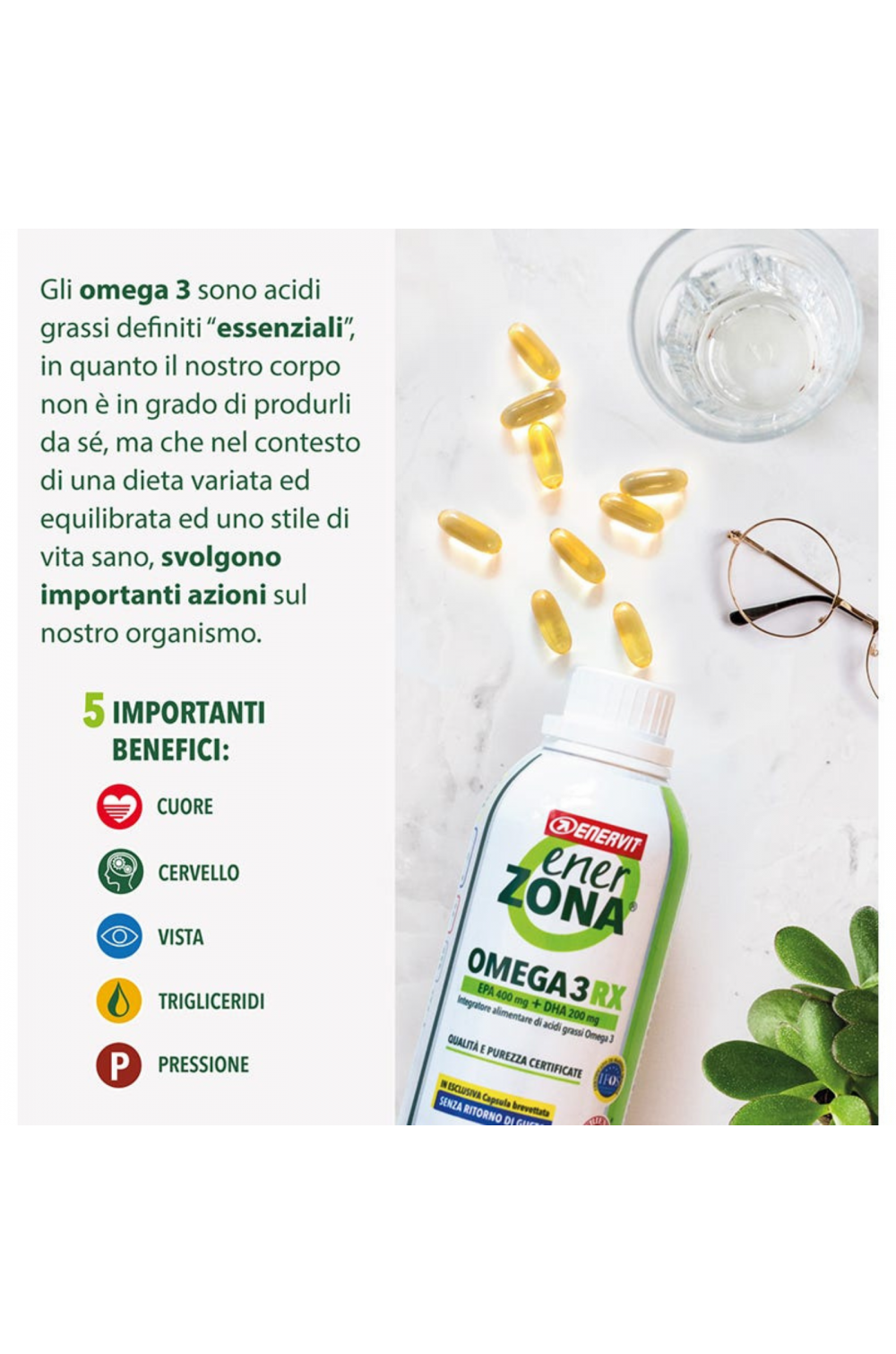 Omega 3 EnerZona 210 softgel EPA e DHA  Senza Ritorno di Gusto