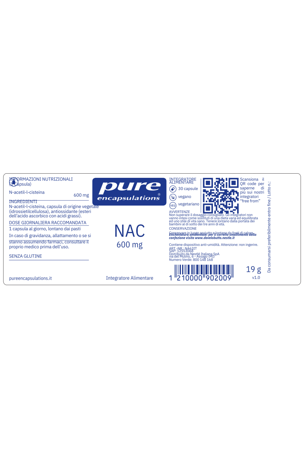 Pure Encapsulations NAC 600 mg 30 cps