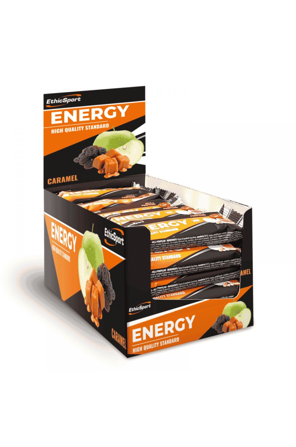 EthicSport Energy Barrette di Carboidrati Box 30 x 35 gr Gusto Caramello Mela